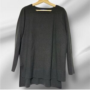 Apt. 9 Women's Black Crew Neck Sweater Tunic- size XL-silver shimmer-holiday